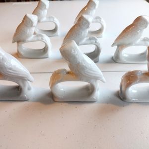 Set of 8 White Owl Napkin Rings